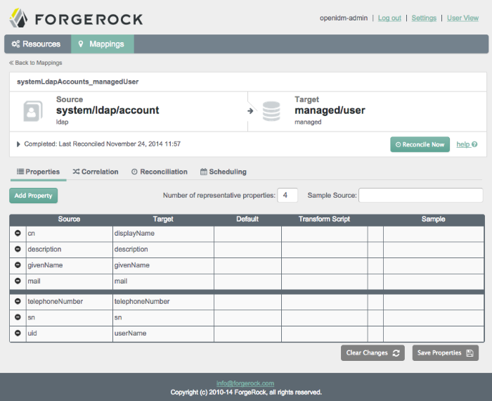Admin UI - Property Mapping