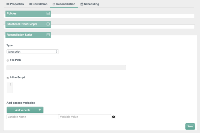 Admin UI Screen, Reconciliation Script