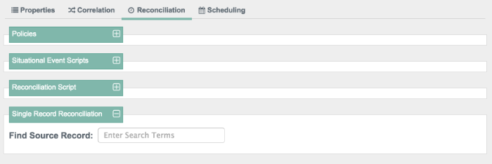 Admin UI Screen, Single Record Reconciliation
