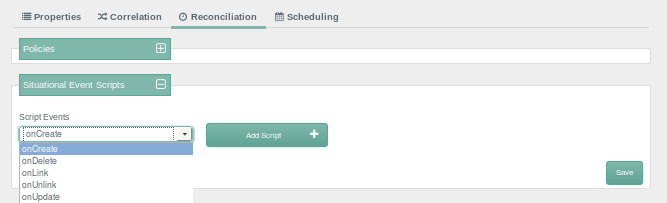 Admin UI Screen, Situational Event Scripts