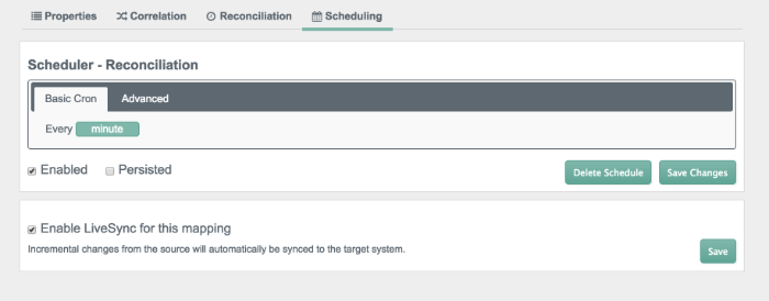 Admin UI Screen, Synchronization