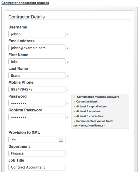 Contractor onboarding process form