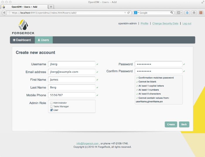 Examples of adding a new user