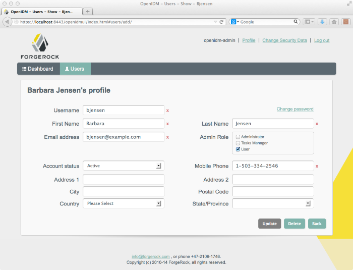 Example of adding a new user