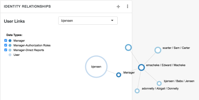 Relationships graph showing manager and direct reports