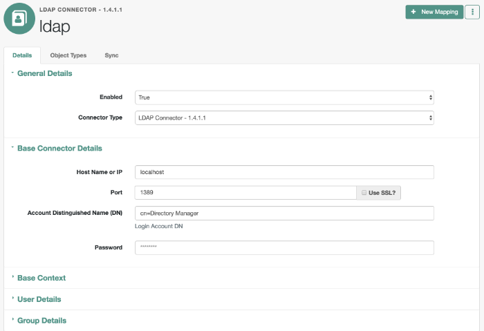Edit the LDAP Connector for the FullStack Sample