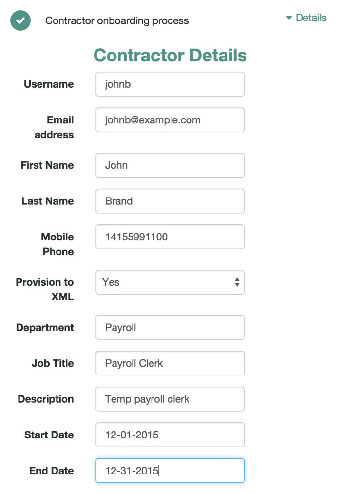 User interface - processes