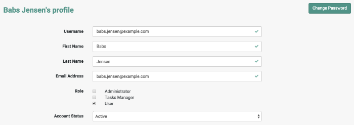 User details for a specific user