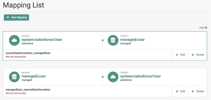 Mappings tab showing mappings for salesforce connector sample