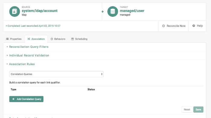 Admin UI mapping screen, Association Rules