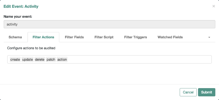 Editing Filter Options for an Event Topic