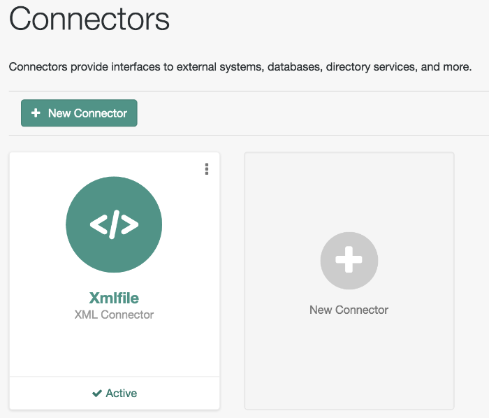 Figure shows active XML Connector in Admin UI
