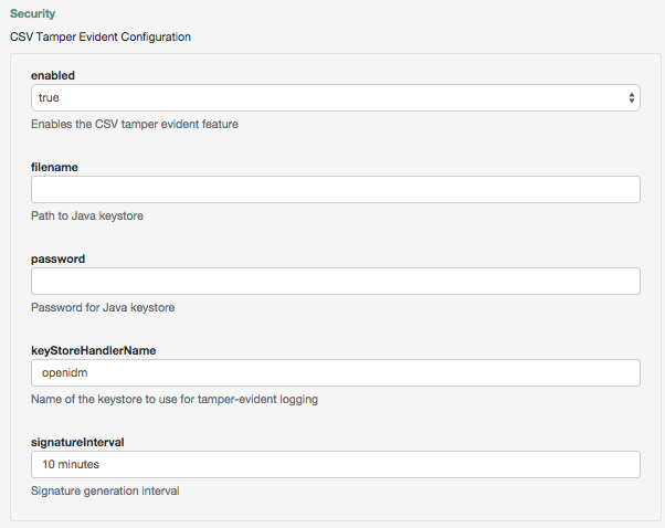 Tamper Evident Audit Configuration Options