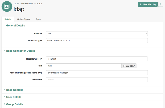Edit the LDAP Connector for the FullStack Sample